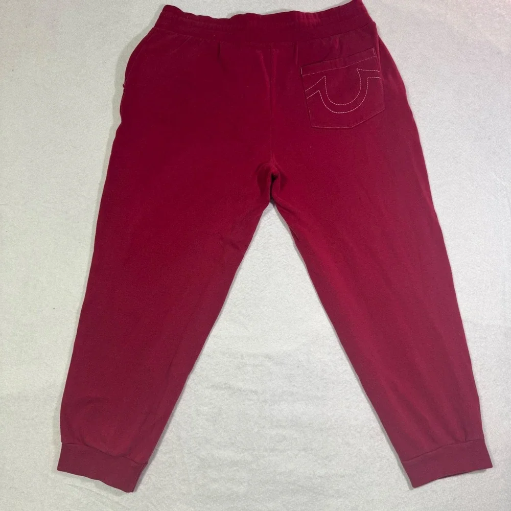 True Religion Mens Red Horseshoe Logo Jogger Sweatpants XL Red Fleece Pants